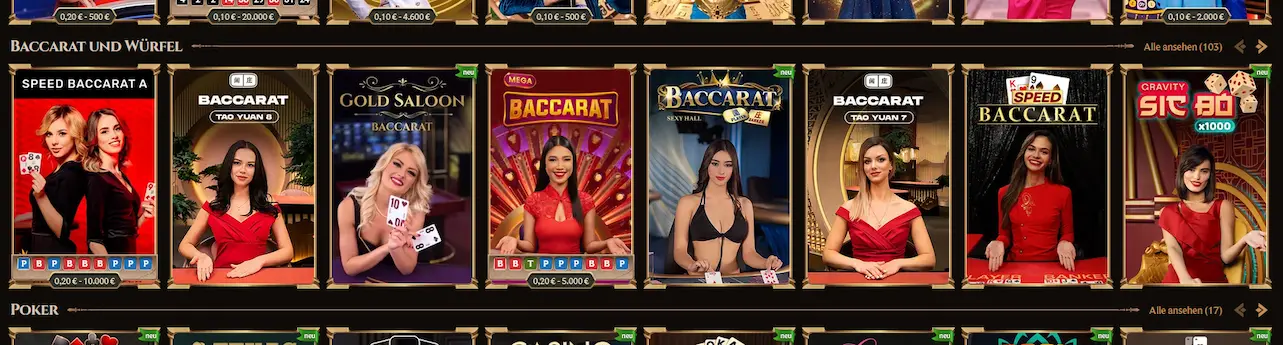 Live-Baccarat-Tisch bei Lanista Casino