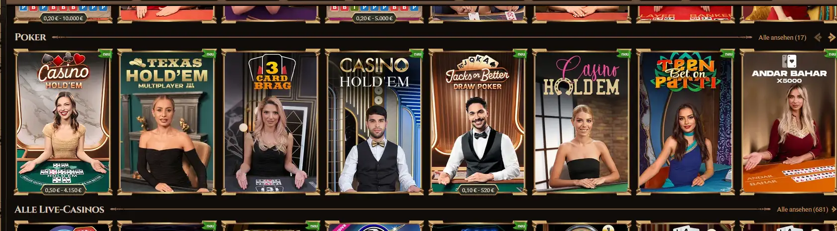Live-Poker-Tisch im Lanista Casino